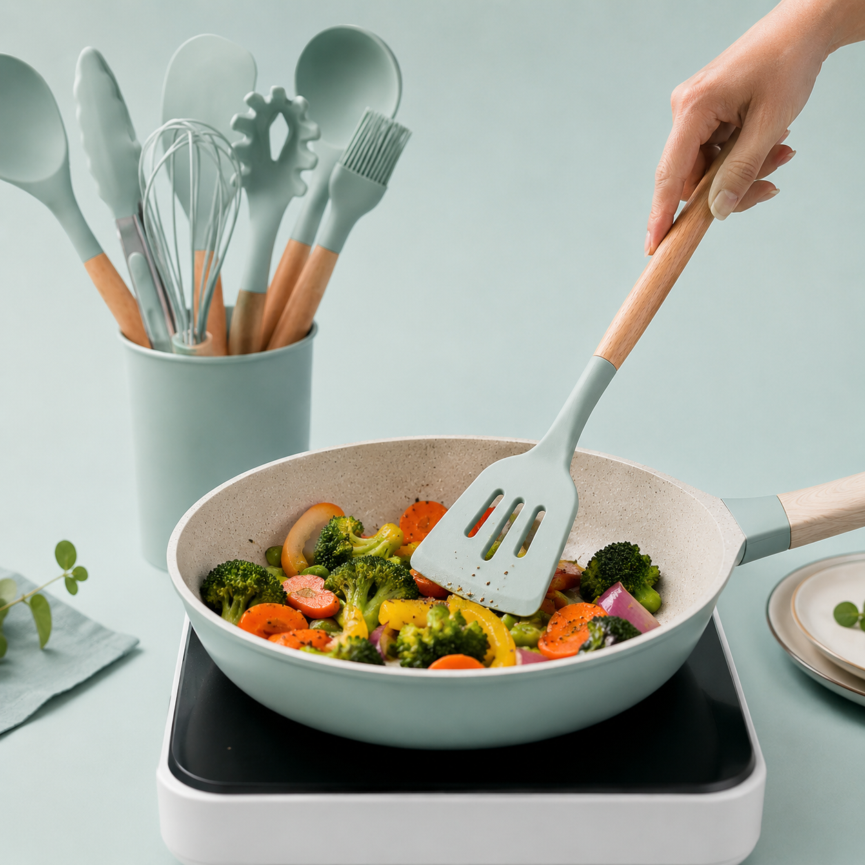 Premium Silicone Kitchen Utensil Set,11-Piece, Gold-x