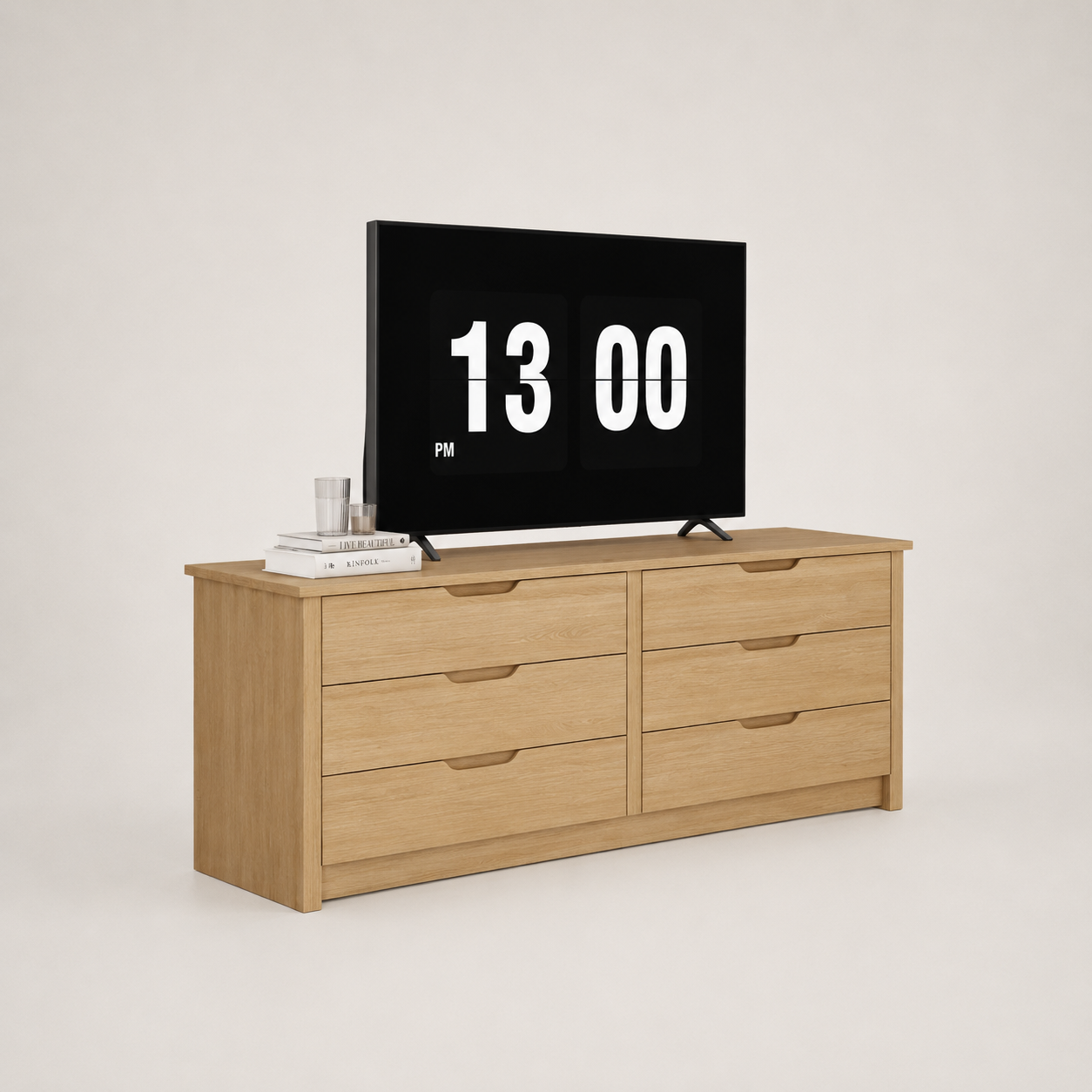 Tv Cabinet With 6 Drawers, 59-inch