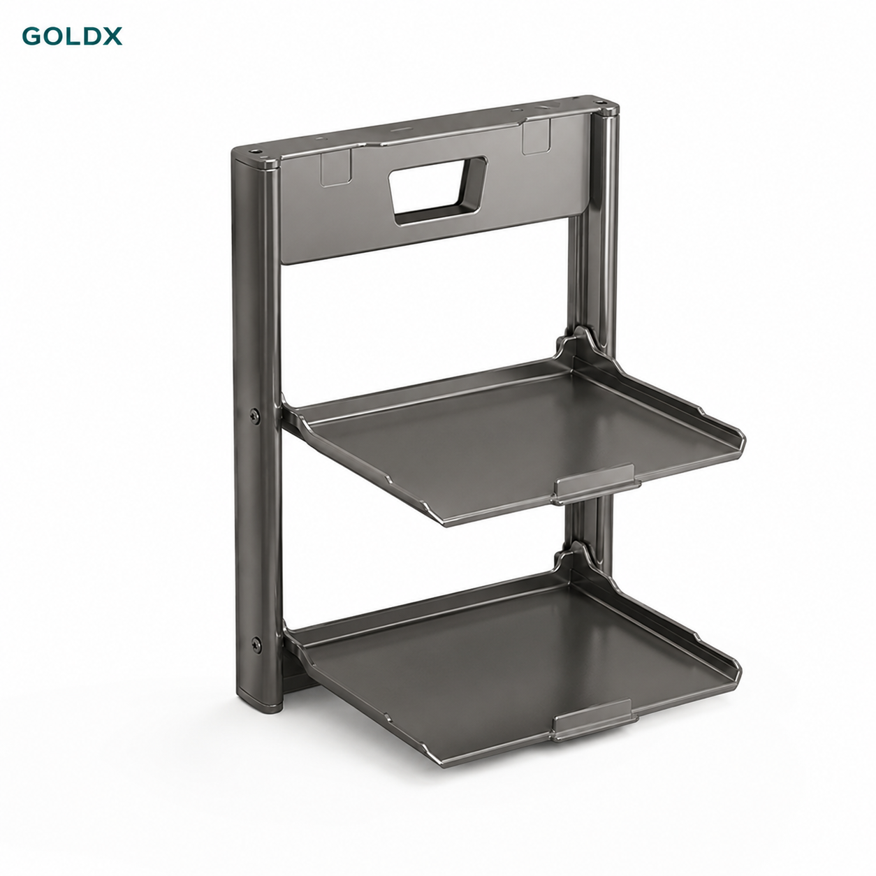Foldable Suction Cup Kitchen Storage Rack, No-Drill Wall Mounted Organizer Shelf for Kitchen & Bathroom, Gold-x