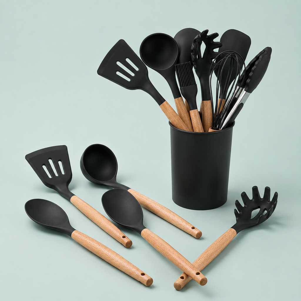 Premium Silicone Kitchen Utensil Set,11-Piece, Gold-x