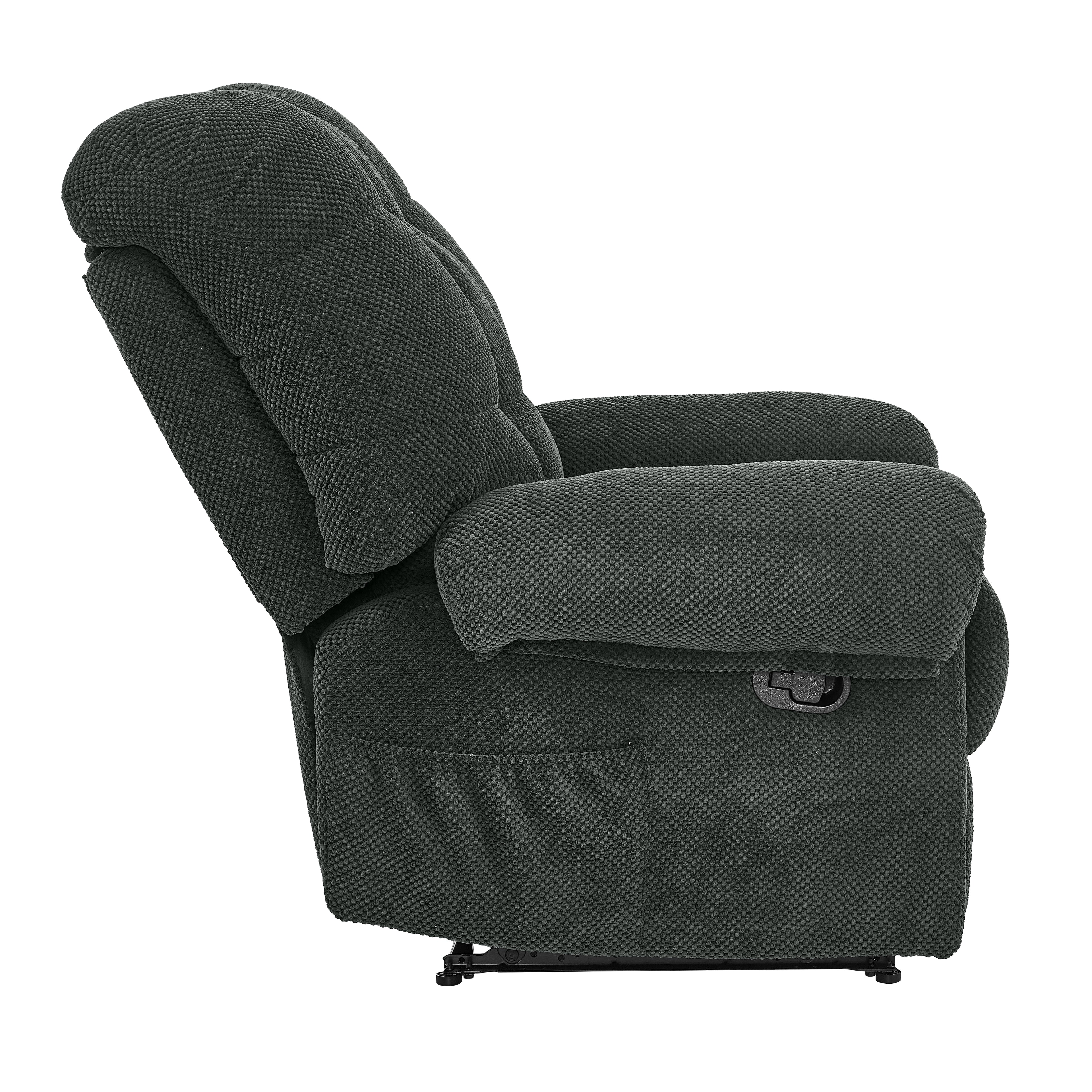 Dark Gray Recliner Chair, Overstuffed