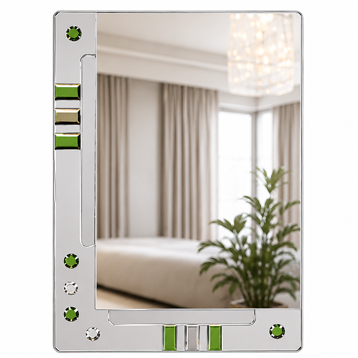 Decorative Wall Mirror for Bathroom, Living Room & Entryway, Premium Crystal Accent Beveled Glass Mirror, Modern Luxury Rectangular Vanity Mirror, Gold-x