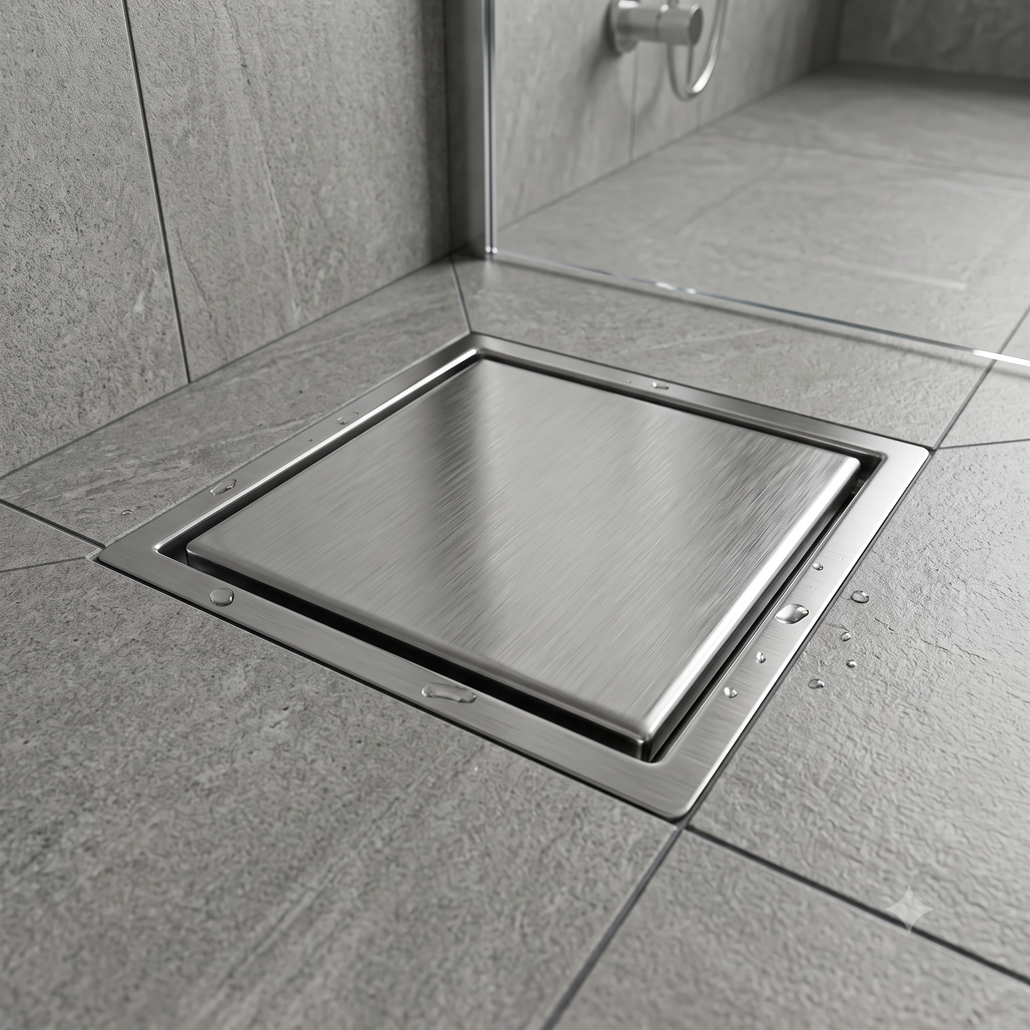 6x6 Inch Tile Insert Floor Drain, Invisible Tile Drain Cover, Stainless Steel Bathroom Shower Drain, Heavy-Duty Anti-Rust Tile Drainer, Gold-xr
