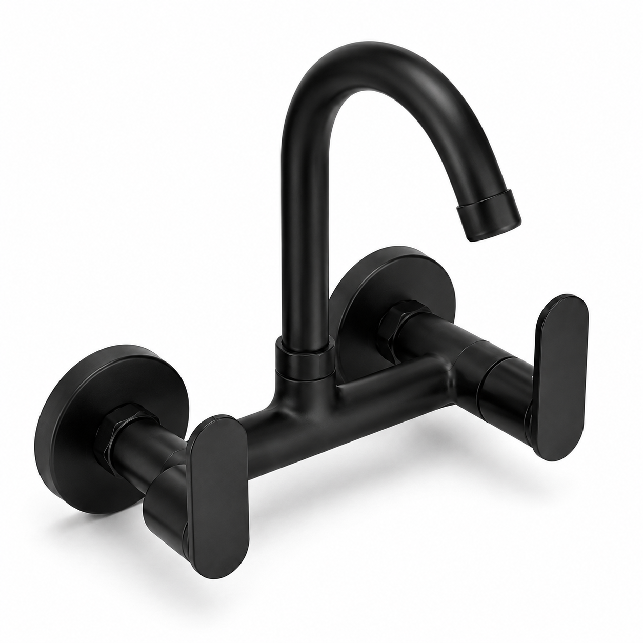Bath Matte Black Sink Mixer – Premium Brass Wall Mounted Kitchen Faucet with Dual Handles Gold-X