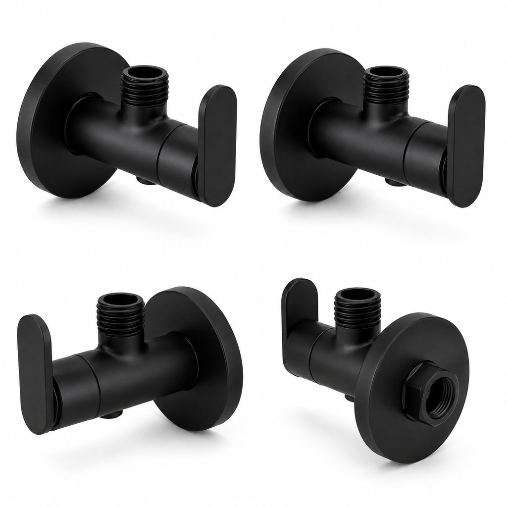 Bath Matte Black Angle Valve – Premium Brass Wall Mounted Stop Valve for Health Faucet, Jet Spray & Bathroom Water Control Gold-X