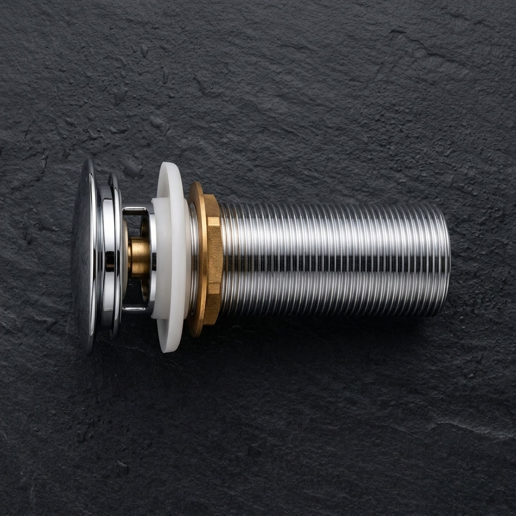 Pop-Up Waste Coupling, Premium Stainless Steel Basin Drain with Push Button Pop-Up Mechanism - Gold-x
