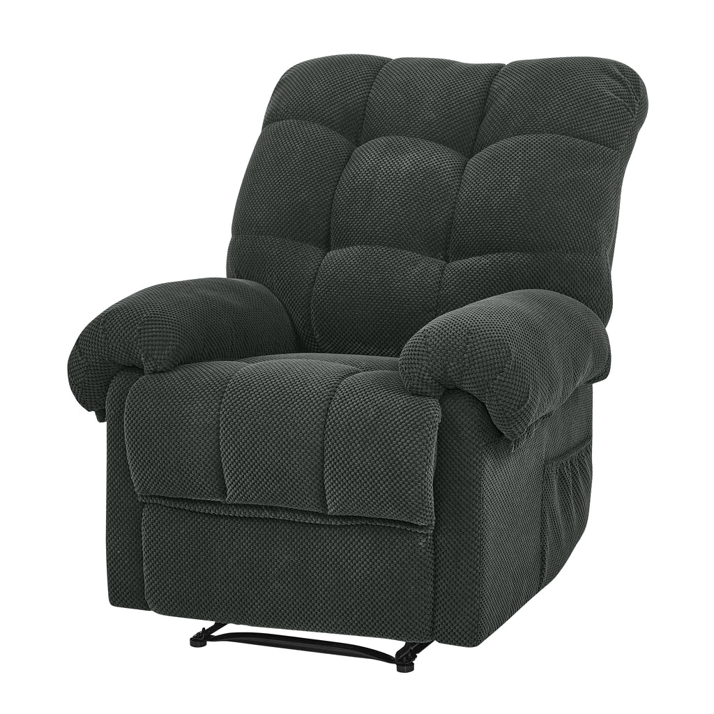 Dark Gray Recliner Chair, Overstuffed