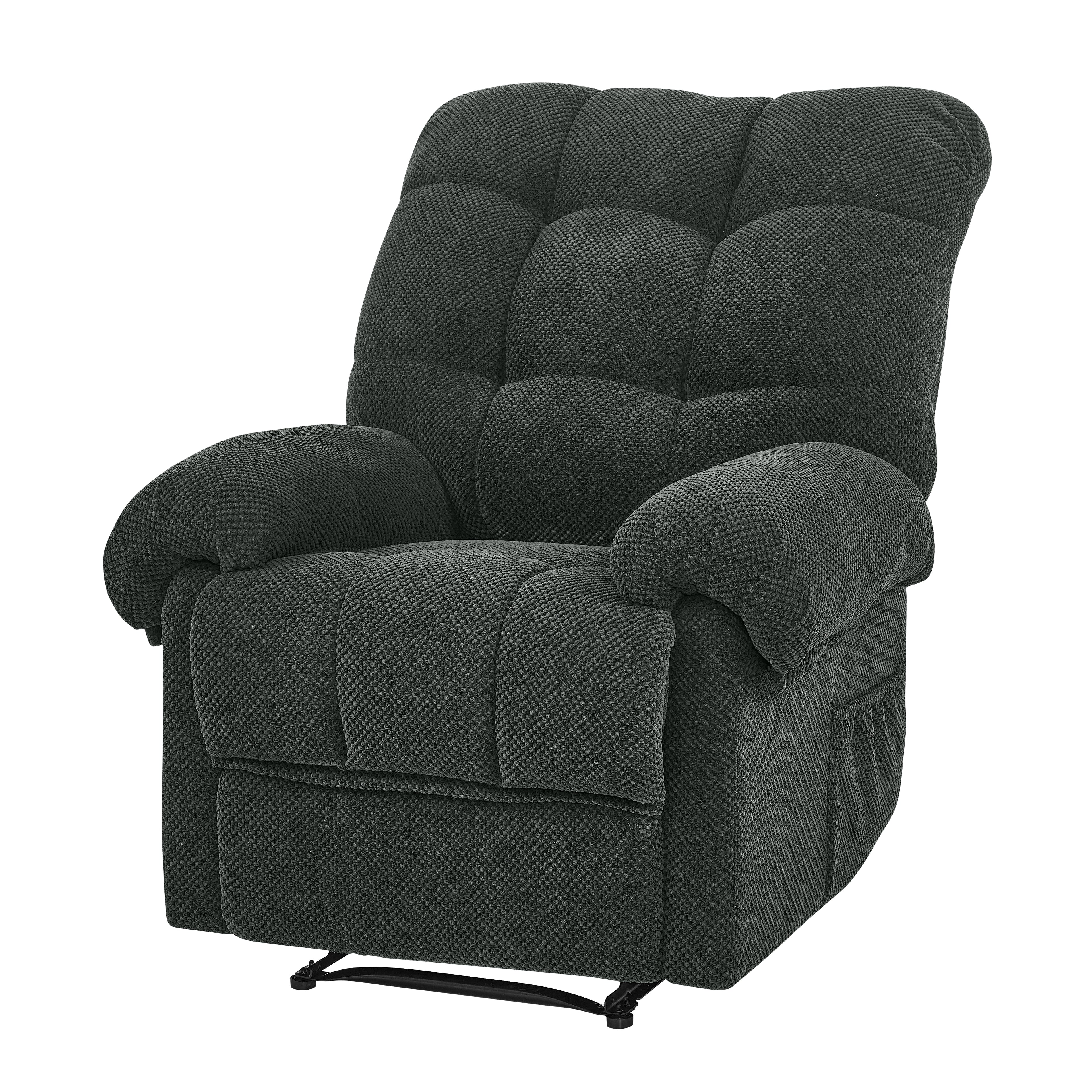 Dark Gray Recliner Chair, Overstuffed