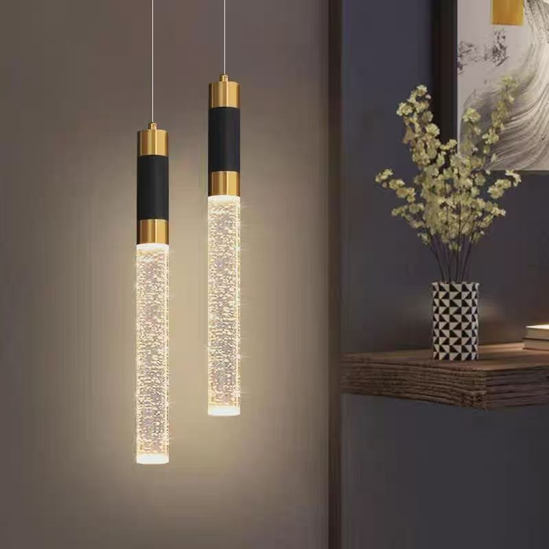 Modern Crystal Pendant Light, Luxury LED Hanging Ceiling Light for Kitchen Island, Dining Room & Living Room, Gold-x