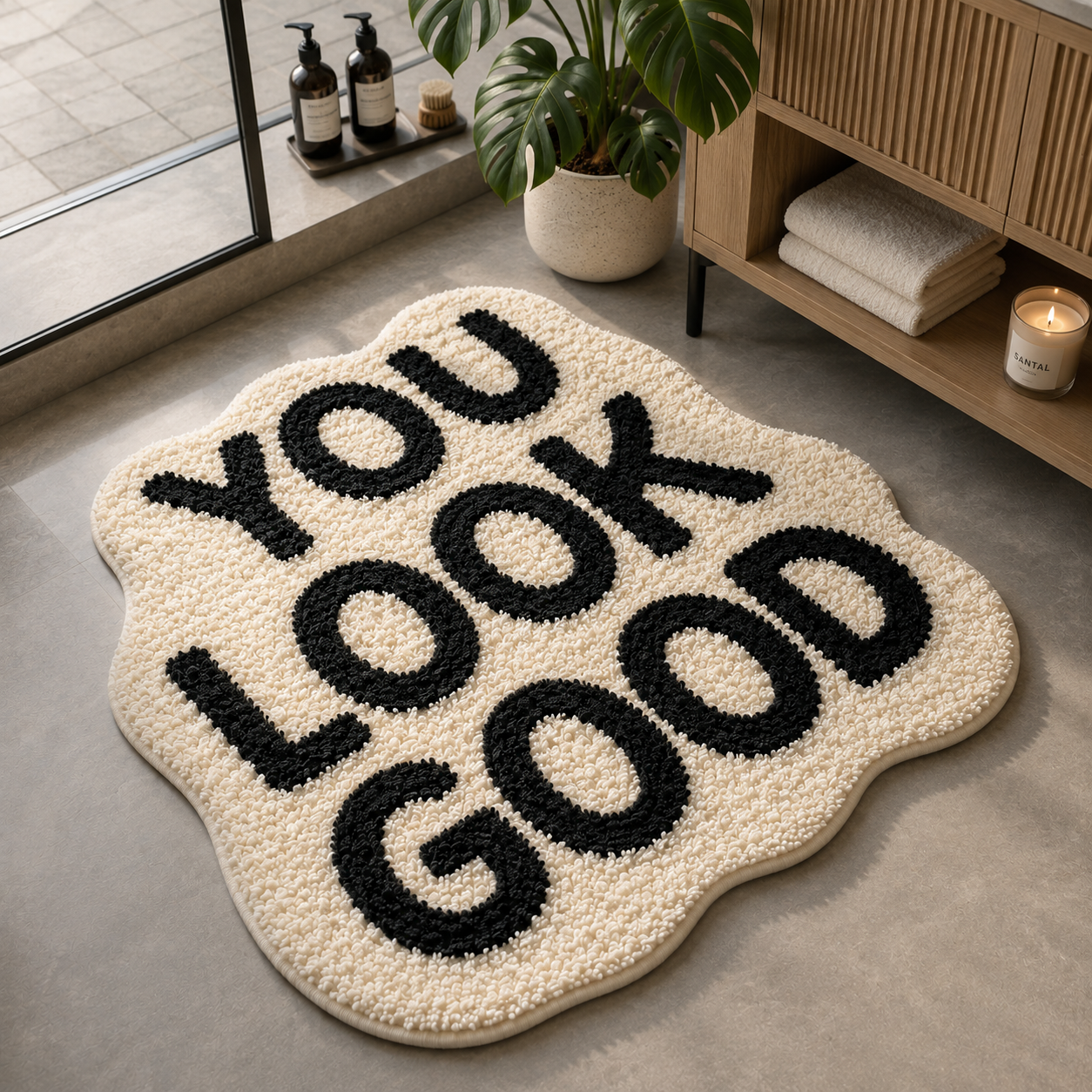 Modern Plush Tufted Bath Mat, Soft Absorbent Non-Slip Rug, Thick Shaggy Floor Carpet