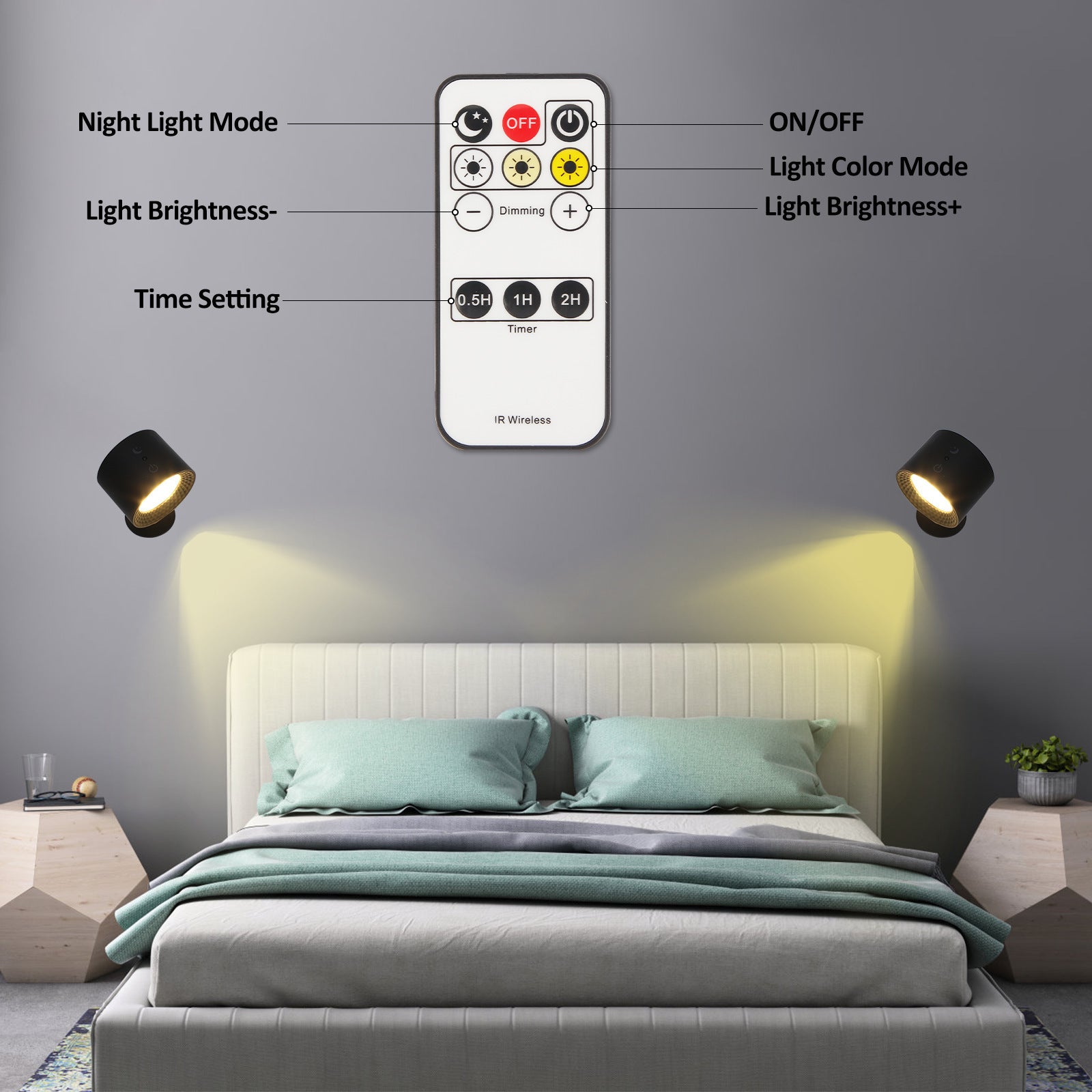 Magnetic Wall Lamp, Modern Rechargeable LED Wall Light with Detachable Magnetic Base, Cordless Dimmable Sconce