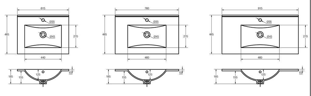 36" Bathroom Vanity Top Only