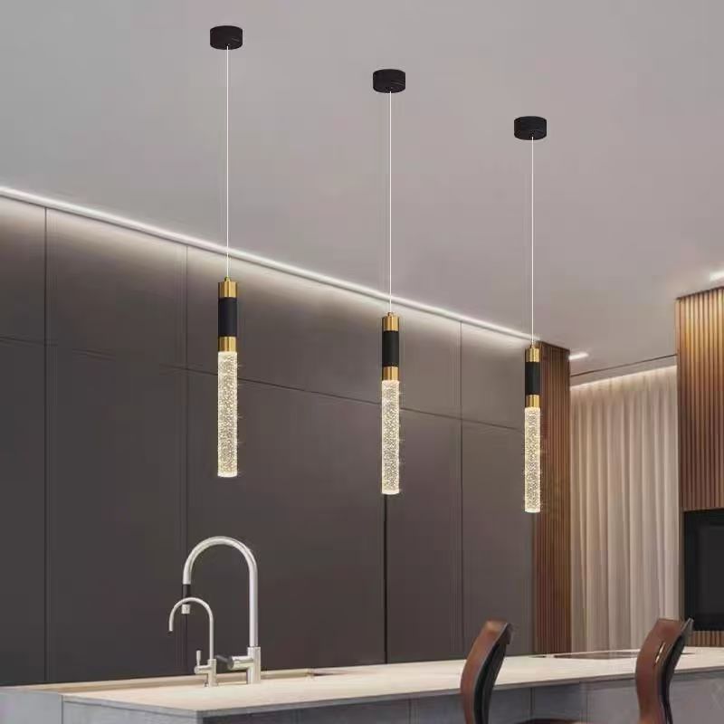 Modern Crystal Pendant Light, Luxury LED Hanging Ceiling Light for Kitchen Island, Dining Room & Living Room, Gold-x