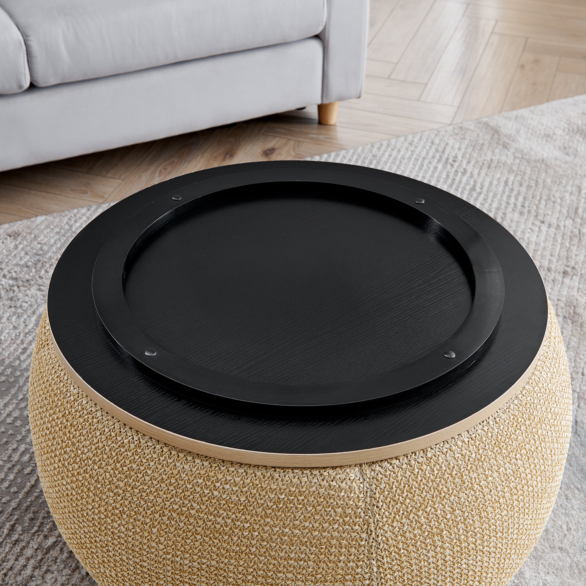 Round Storage Ottoman
