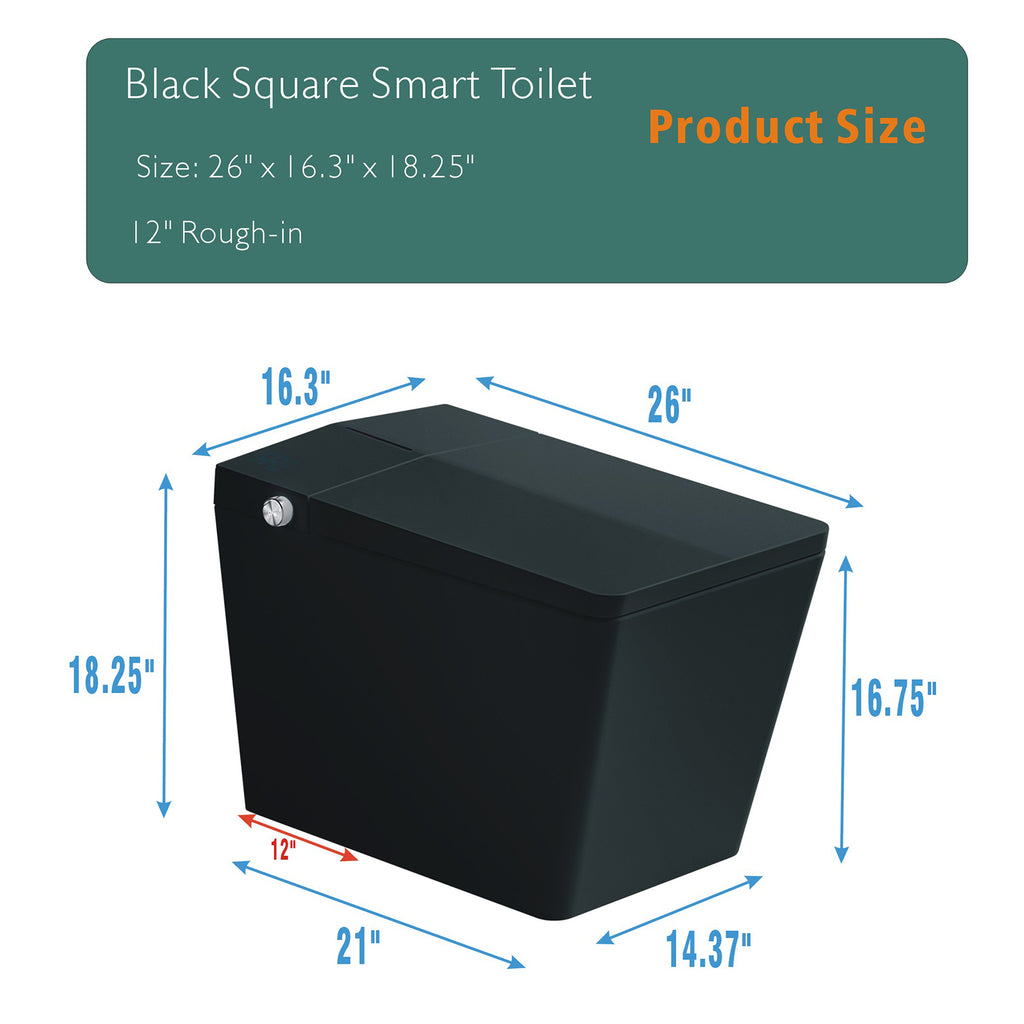 Black Square Smart Toilet
