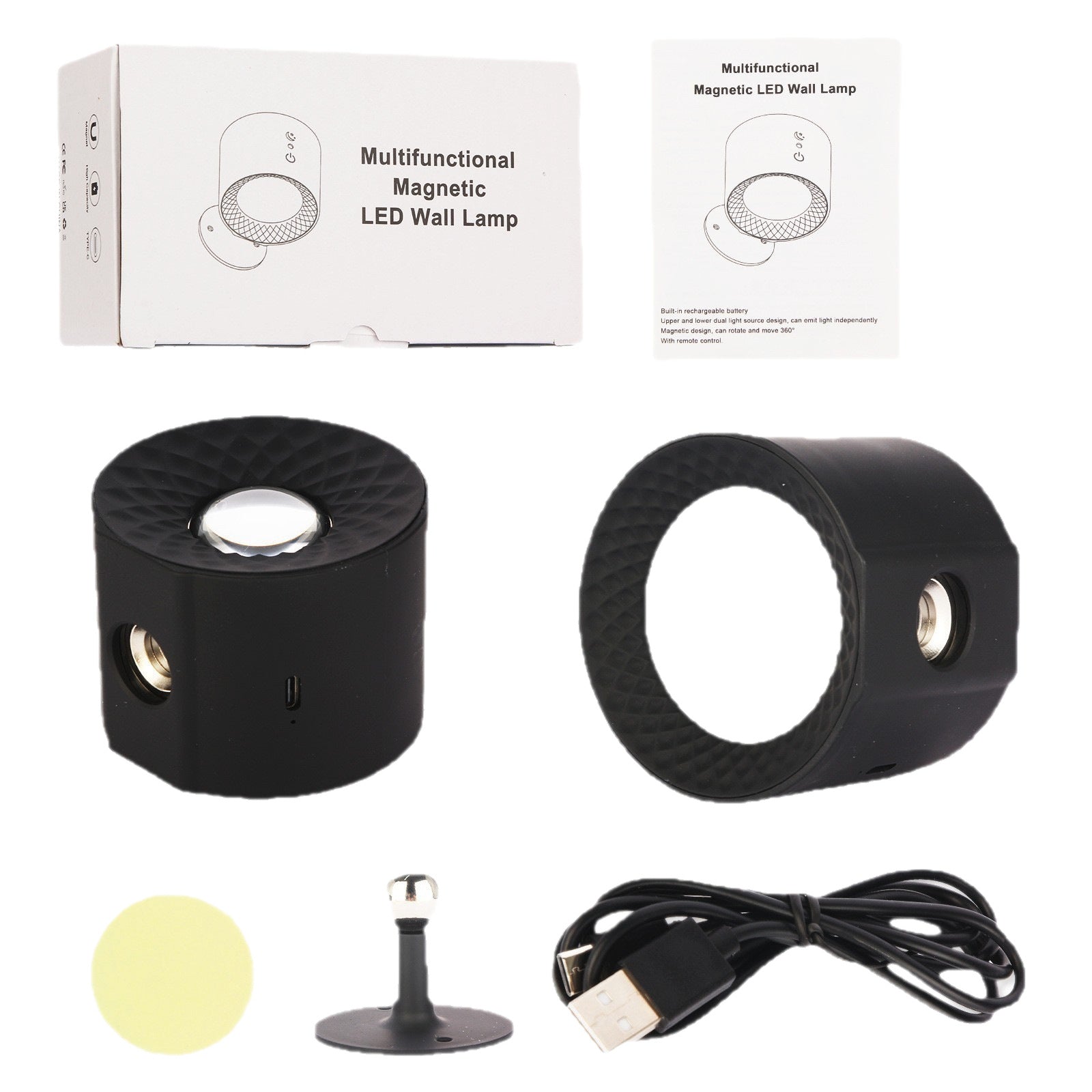 Magnetic Wall Lamp, Modern Rechargeable LED Wall Light with Detachable Magnetic Base, Cordless Dimmable Sconce
