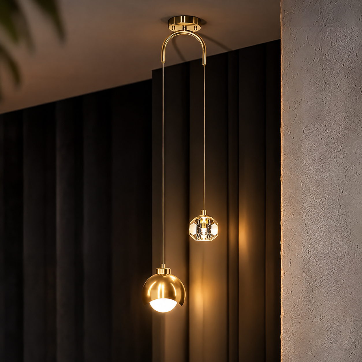 Modern Gold Globe Pendant Light, Luxury Hanging Ceiling Lamp for Kitchen, Dining Room, Bedroom & Living Room