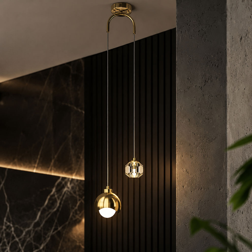 Modern Gold Globe Pendant Light, Luxury Hanging Ceiling Lamp for Kitchen, Dining Room, Bedroom & Living Room