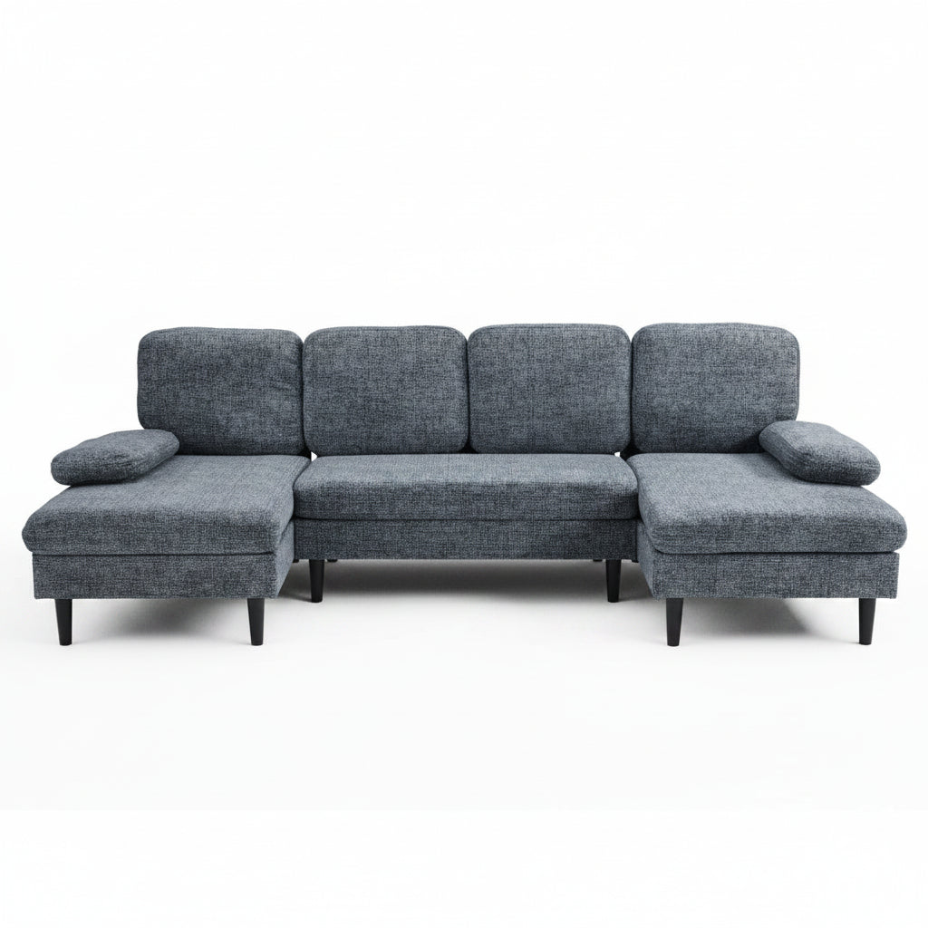 Gray sectional sofa on a white background