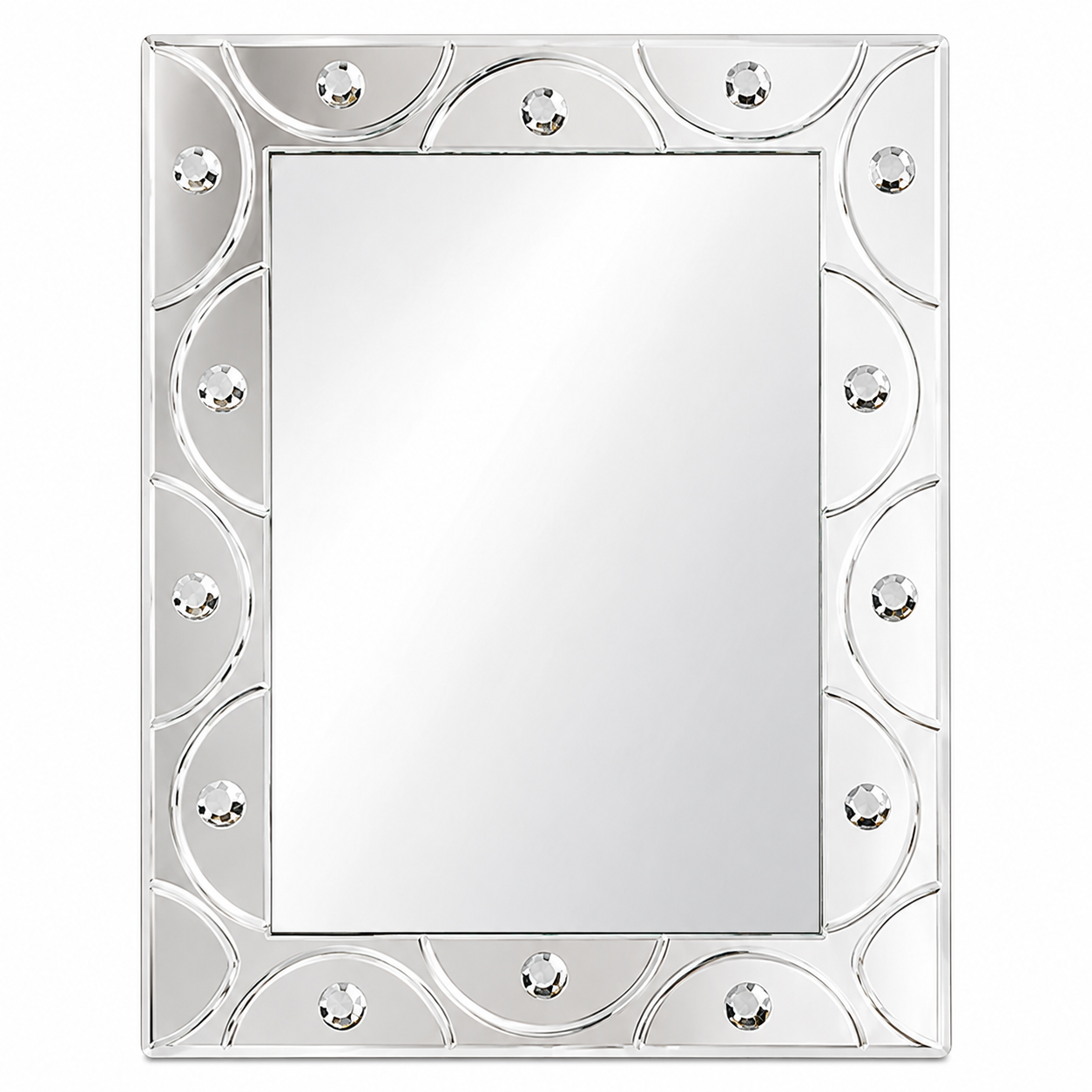 Decorative Wall Mirror for Bathroom, Living Room & Entryway, Premium Crystal Accent Beveled Glass Mirror, Modern Luxury Rectangular Vanity Mirror, Gold-x