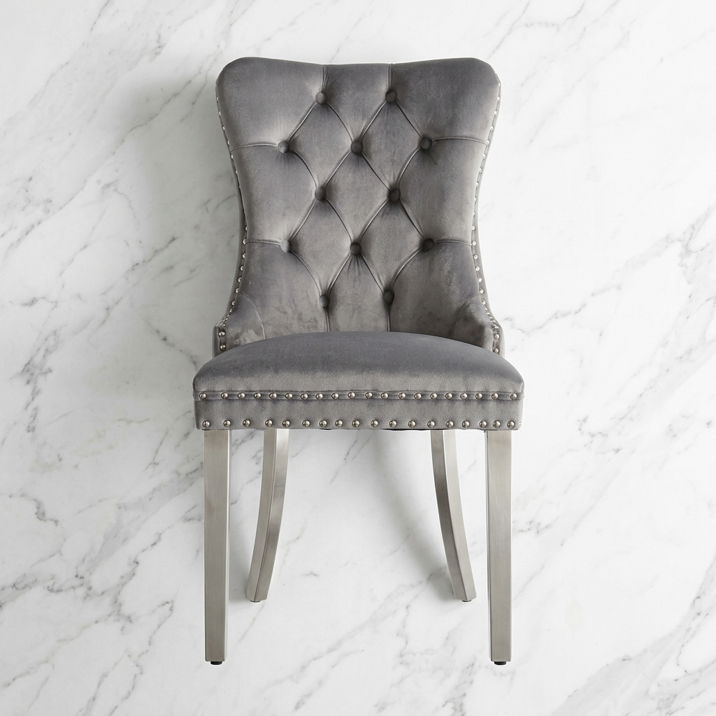 Tufted Dining Chair With Stainless Steel Plating Legs