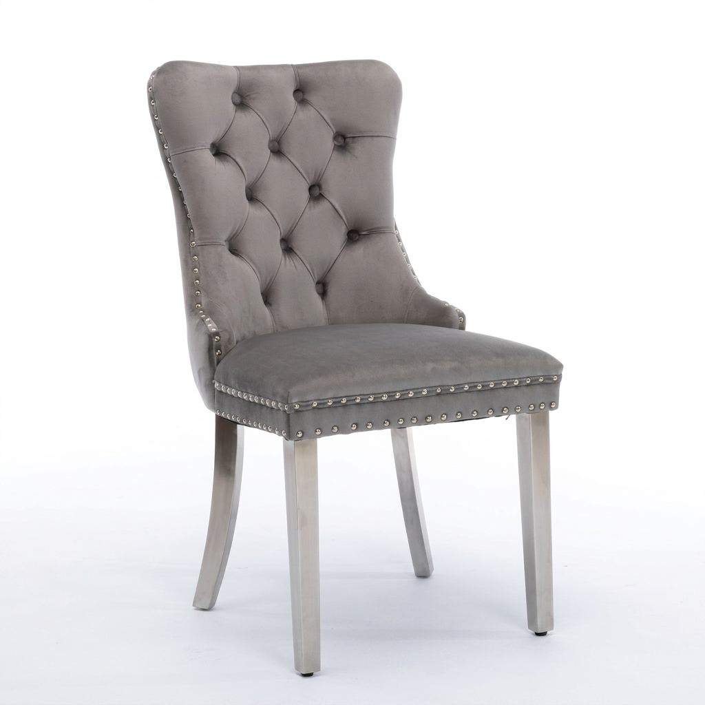 Tufted Dining Chair With Stainless Steel Plating Legs