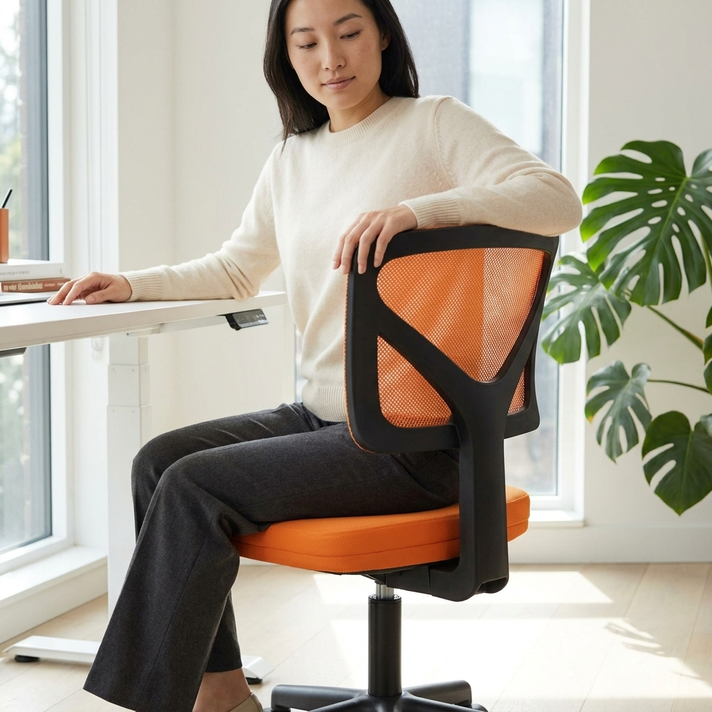 Low Back Mesh Armless Chair, Orange