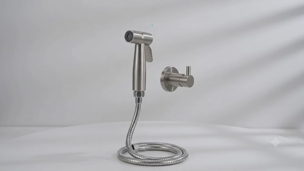 Stainless Steel Matte Health Faucet Set with 1.5 Meter Hose & Wall Hook, Gold-x